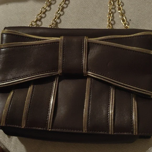 Zac Posen Z Spoke Leather Shirley Convertible Crossbody In Plum And Gold